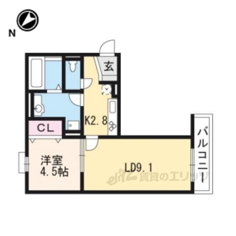 グラシア洛水(1LDK/3階)の間取り写真
