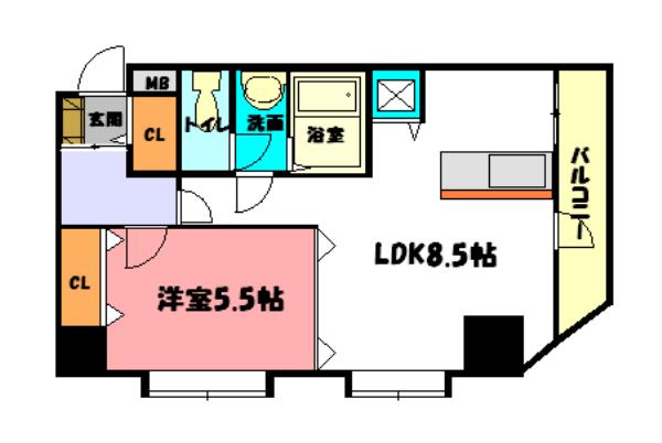 アンセルモ西明石(1LDK/2階)の間取り写真