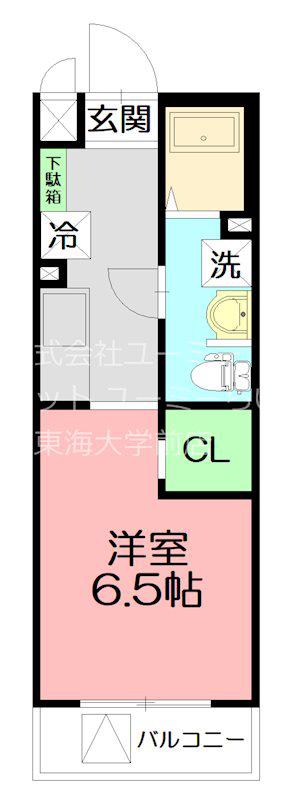 カレッジヒルズE(1K/2階)の間取り写真