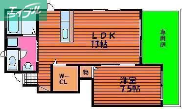 グランクレスト B(1LDK/1階)の間取り写真