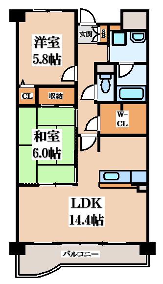 リオ・プレシオーサ(2LDK/5階)の間取り写真