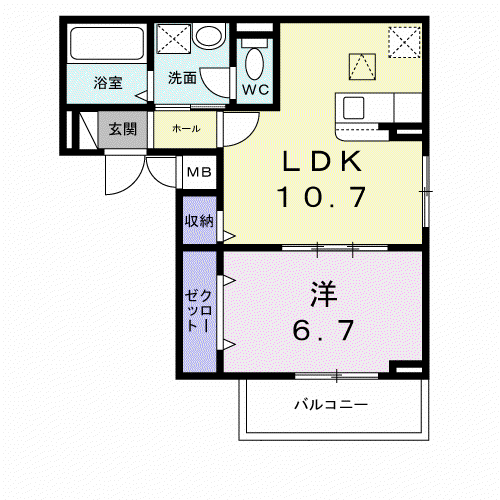 ラ・ヴィータ門真南III(1LDK/1階)の間取り写真