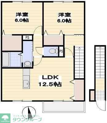 リバーパークB(2LDK/1階)の間取り写真
