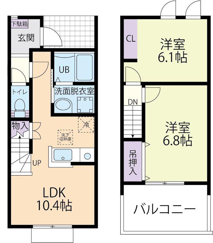 コンフォール B(2LDK/1階)の間取り写真