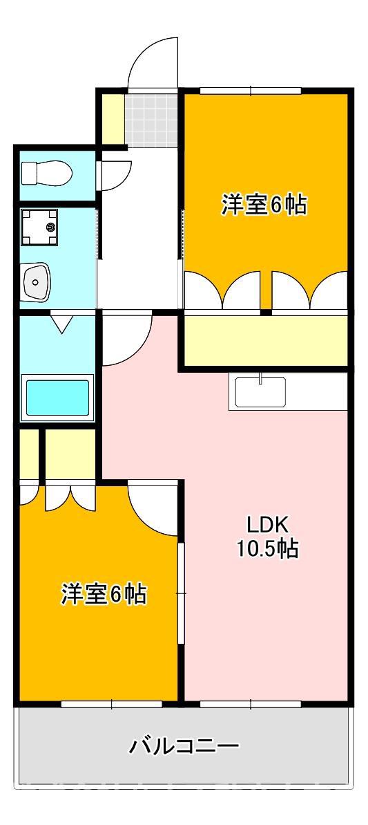 コンフォルテーヴォレII(2LDK/2階)の間取り写真