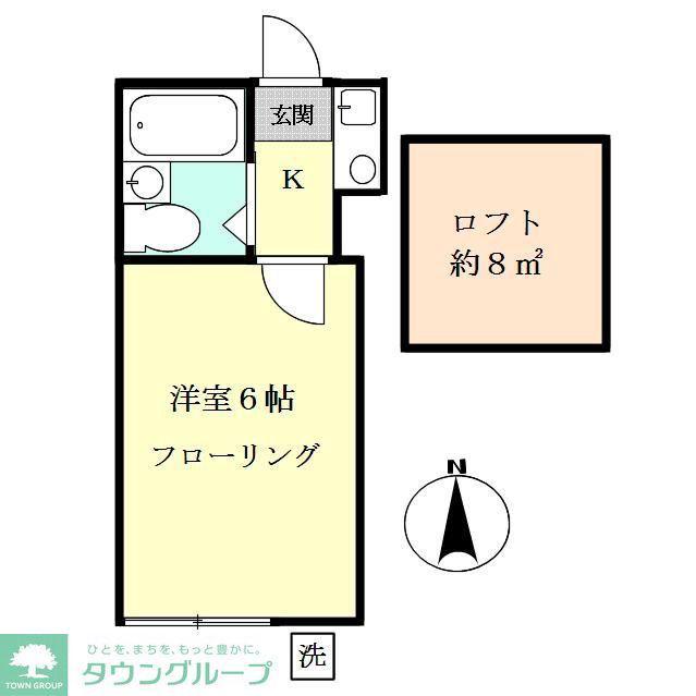 ハイツひらまつ八幡山 B棟(1K/1階)の間取り写真