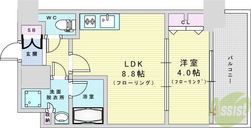 スプランディッド7(1LDK/5階)の間取り写真