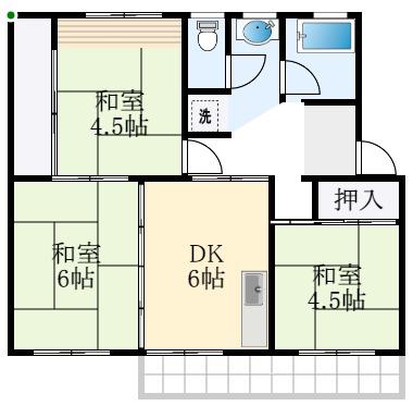 公団狭山23号棟(3DK/4階)の間取り写真