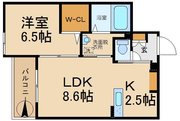 SHAMAISON花水木(1LDK/3階)の間取り写真