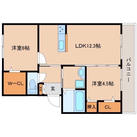 セレスト(2LDK/3階)の間取り写真