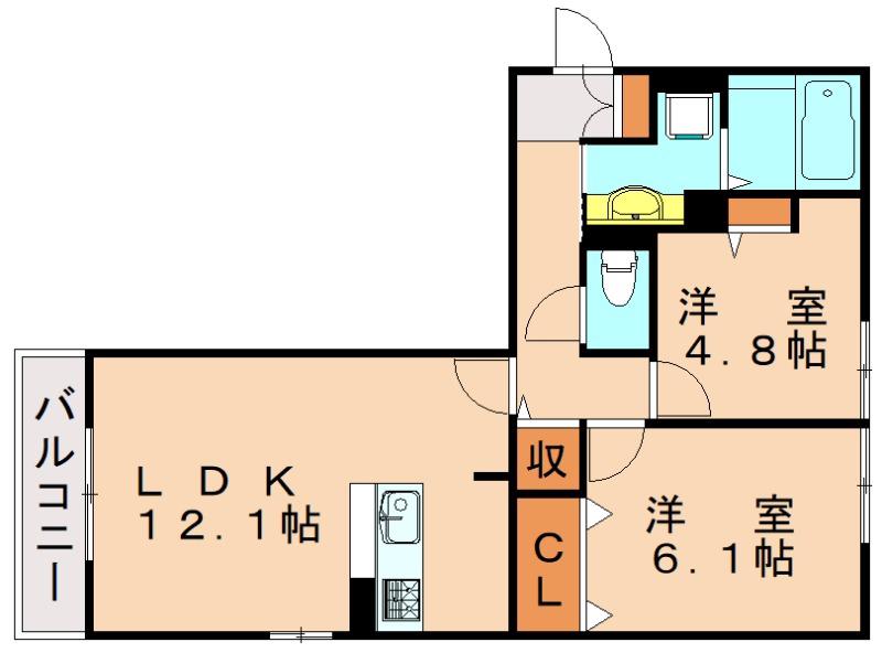 D-ROOM南福岡参番館(2LDK/1階)の間取り写真