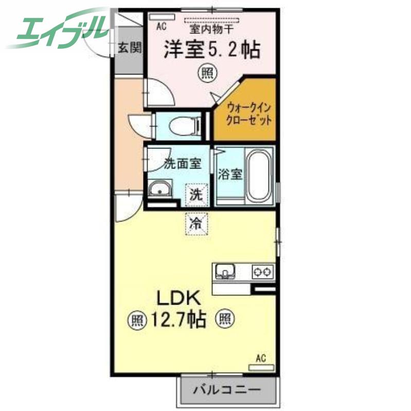 メゾン エミグラント B棟(1LDK/2階)の間取り写真