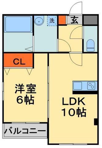 カーサメイプル千葉中央(1LDK/2階)の間取り写真