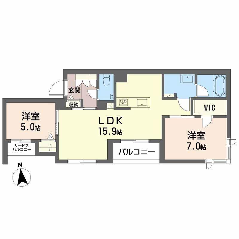 輝 阪南町(2LDK/2階)の間取り写真
