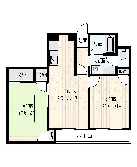 ノビールメンテウエダA(2LDK/4階)の間取り写真