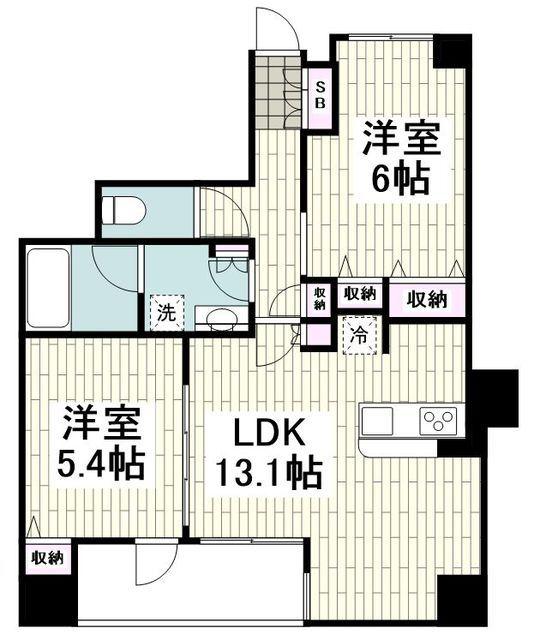カインドステージ相模大塚(2LDK/5階)の間取り写真
