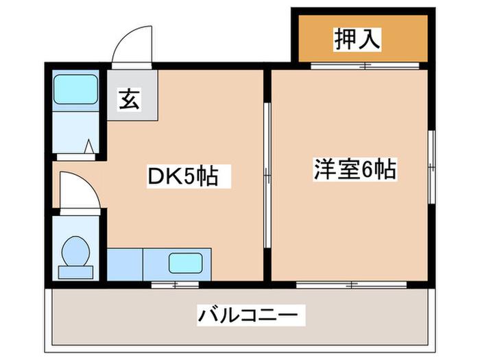 宇都宮ハイツ(1DK/3階)の間取り写真