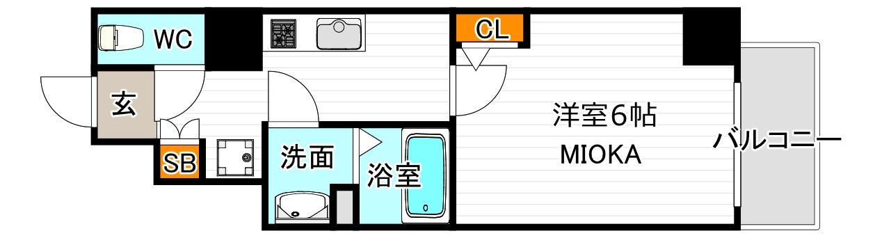 エグゼ阿倍野(1K/3階)の間取り写真