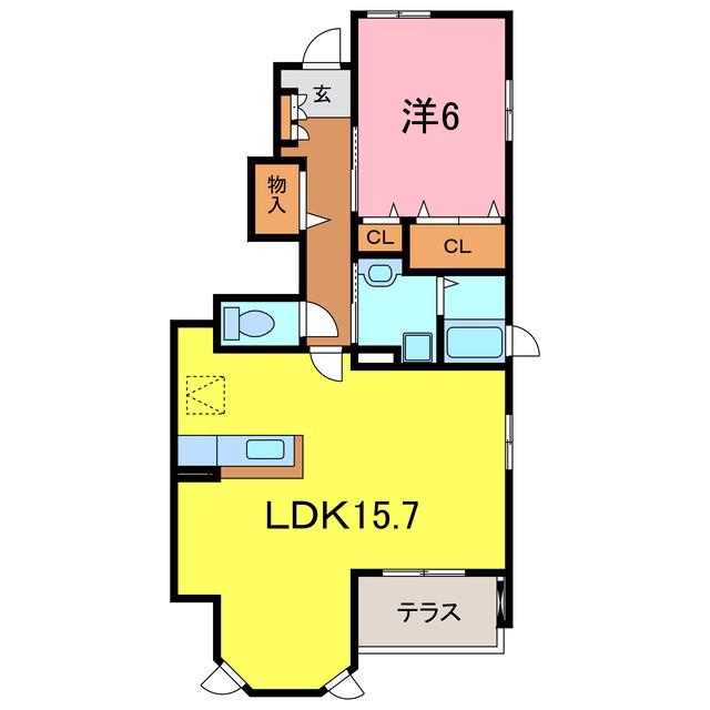 SOLE(1LDK/1階)の間取り写真