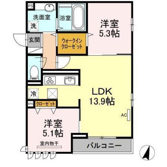 サンハイム東雲1丁目(2LDK/1階)の間取り写真
