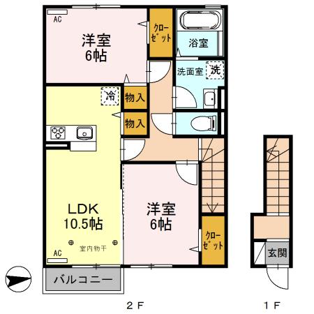プラムベル202(2LDK/2階)の間取り写真