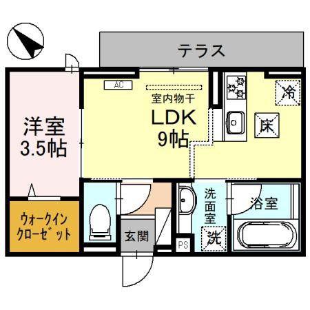 D-SERENO東田町(1LDK/3階)の間取り写真