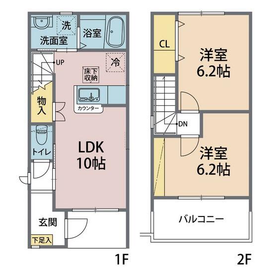 エタージュ(2LDK/1階)の間取り写真