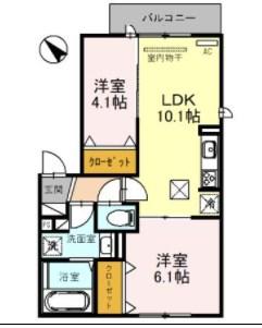 リュヌ・ブランシュ(2LDK/2階)の間取り写真