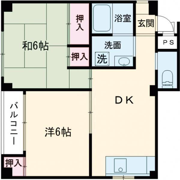 槇谷マンション(2DK/3階)の間取り写真
