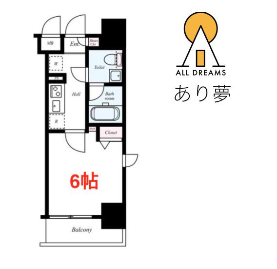 GROWS西横浜(1K/8階)の間取り写真