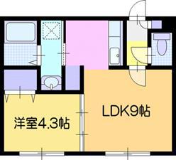 FERIO-I(1LDK/2階)の間取り写真