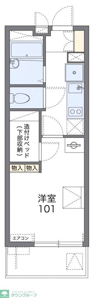 レオパレスワールド新船橋(1K/1階)の間取り写真