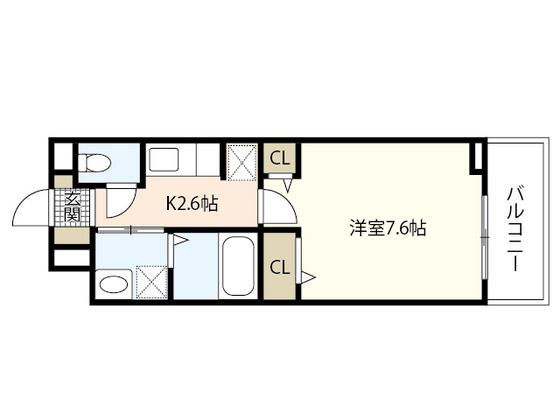 広島電鉄本線 観音町駅(広島) 徒歩13分 3階建 築4年(1K/3階)の間取り写真