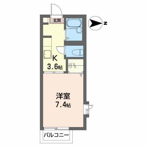 ラフィーネ中野栄(1K/2階)の間取り写真