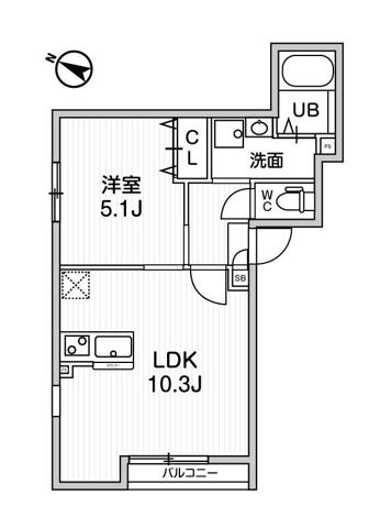 ルニック文京音羽サウス(1LDK/2階)の間取り写真