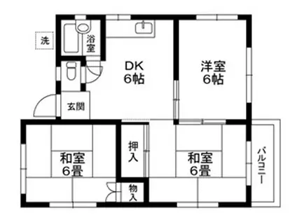 アパートE(3DK/3階)の間取り写真
