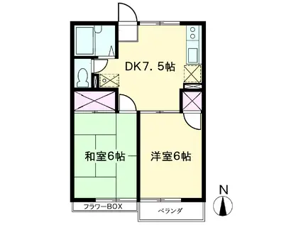 レピュート加藤1号棟(2DK/2階)の間取り写真