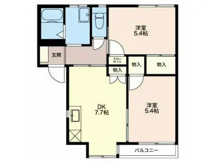 ラプラスゆう(2DK/2階)の間取り写真