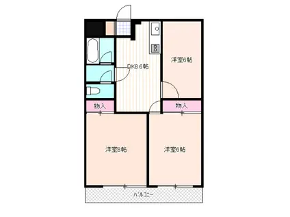 ヴァンヴェール吉田(3DK/4階)の間取り写真