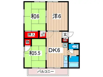 コーポ桜A(3DK/2階)の間取り写真