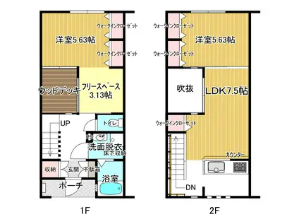 アヴァンセ喜多台 A棟 102号(2LDK/1階)の間取り写真