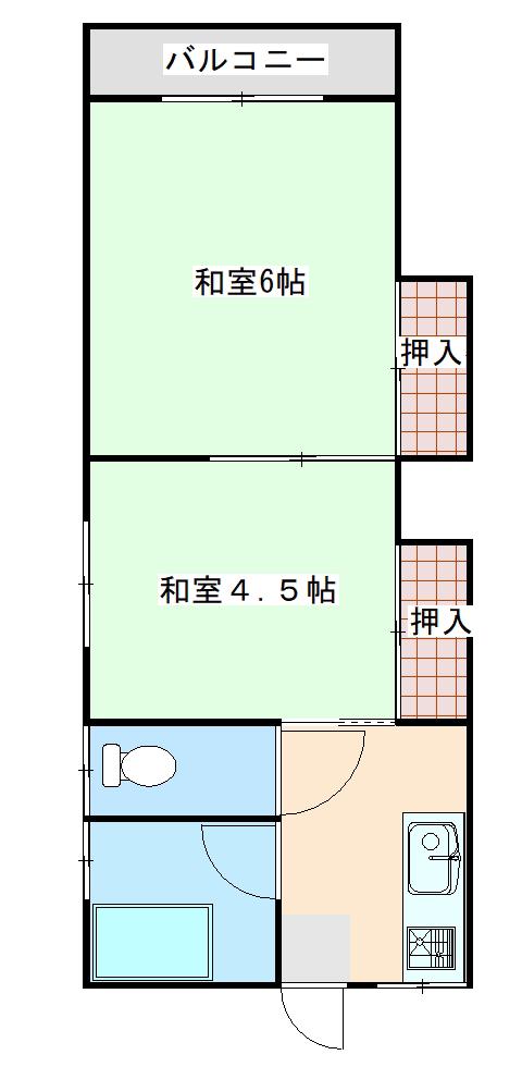 ハイツ勝本(2K/2階)の間取り写真
