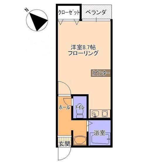 根木ハイツさくら(ワンルーム/2階)の間取り写真