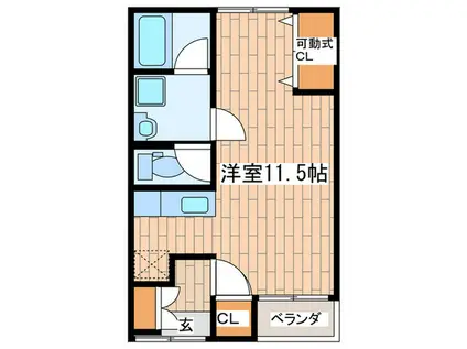 コーポさかえII(ワンルーム/1階)の間取り写真