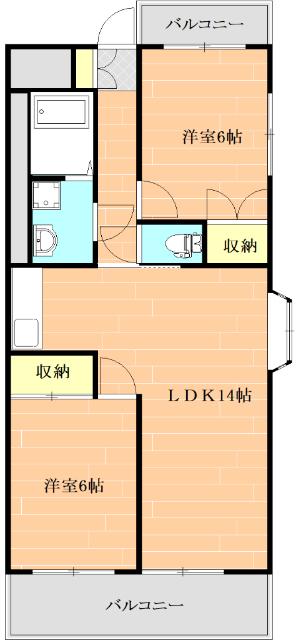 エメラルド・ドエル(2LDK/1階)の間取り写真