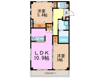 ロイヤルモネット(2LDK/2階)の間取り写真