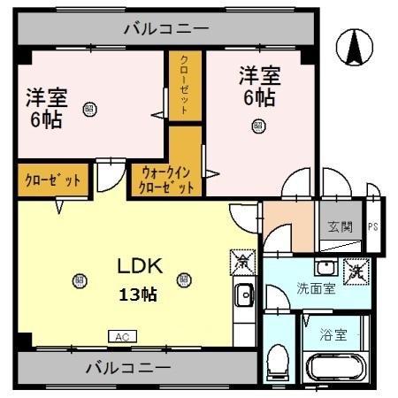 アイリスMT(2LDK/1階)の間取り写真