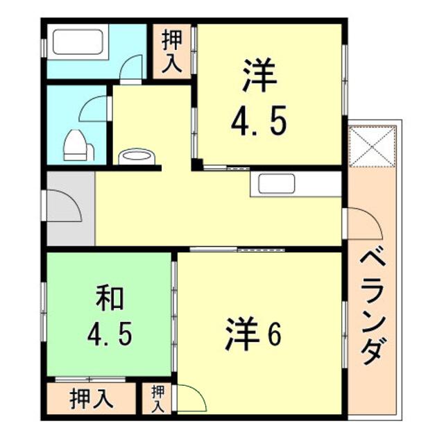大橋西ビル(3K/5階)の間取り写真