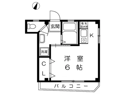 ハイツ紺利(ワンルーム/2階)の間取り写真