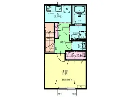 ディアコート盛岡A(1K/2階)の間取り写真